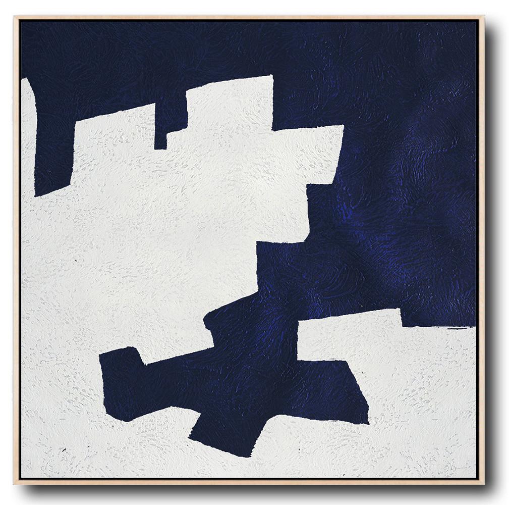 Navy Blue Minimalist Painting #NV118A - Click Image to Close
